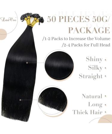 Black Keratin Bonding Extensions - 45cm Real Remi Hair - U Tips - 50g/50 Strands - Premium Quality Hair Extensions - Buy Online on GoSupps.com