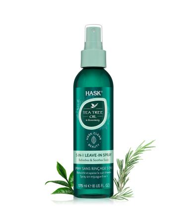 HASK Invigorating TEA TREE OIL 5-in-1 Leave In Conditioner Spray for all hair types  color safe  gluten free  sulfate free  paraben free - 6 Fl Oz