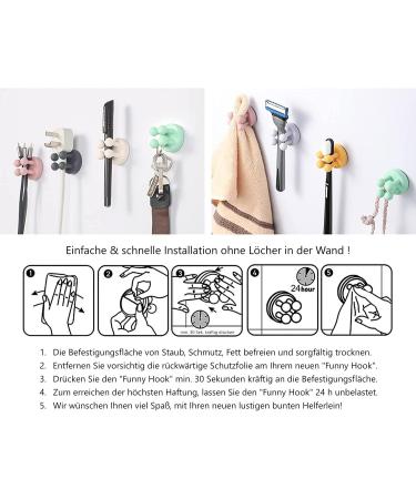 Tecbull Funny Hooks Toothbrush & Razor Holder - Self-Adhesive No Drilling 9x Black/Red/White + 9x Replacement Pads - Clamping Bracket for Shower Storage - Buy Online on GoSupps.com