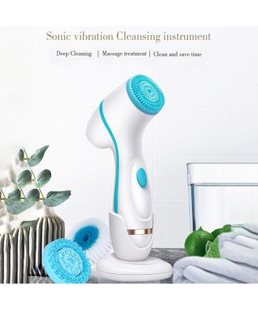 Buy Waterproof Electric Facial Cleaning Brush with 2 Speed Rotation | USB Deep Cleaning & Gentle Exfoliation - Blue - Buy Online on GoSupps.com