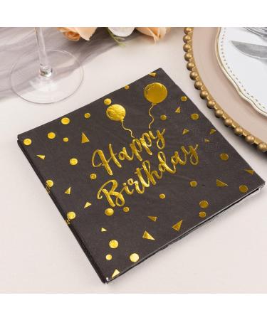 40 Black & Gold Birthday Napkins for Girls - 33x33cm Paper Party Decor - International Shipping - Buy Online on GoSupps.com