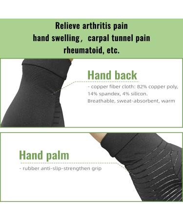 Copper Compression Arthritis Gloves Full Finger for Carpal Tunnel and Hand Pain | Unisex, Small, Black - Buy Online on GoSupps.com