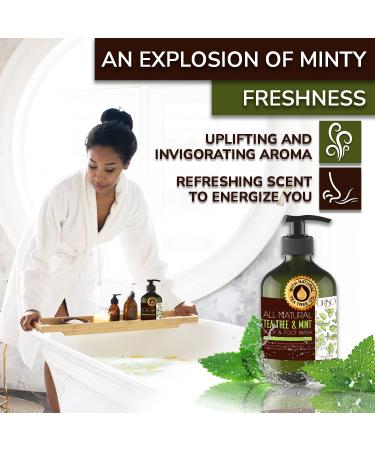 Tea Tree Mint Body Wash for Acne, Athlete's Foot, Eczema & Body Odor - 16oz - Buy Online on GoSupps.com