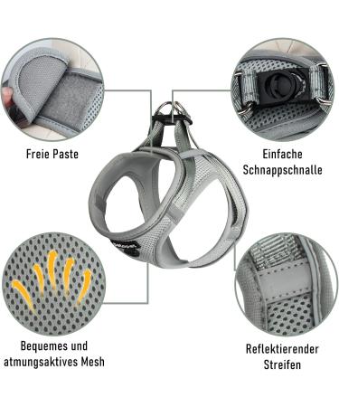 UVTQSSP Padded Dog Harness for Small Dogs with Leash - Comfortable & Adjustable Puppy Harness in Gray - Buy Online on GoSupps.com