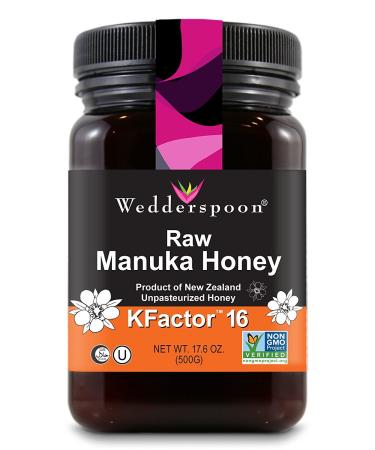 Wedderspoon 100% Raw Manuka Honey KFactor 16 1Pack (17.6 oz Each)