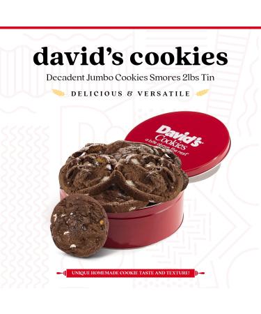 David's Cookies Fresh Baked Decadent Jumbo Smores Cookies Gift Tin - 2 lb (8pcs) | Perfect Gift for Special Occasions - Buy Online on GoSupps.com
