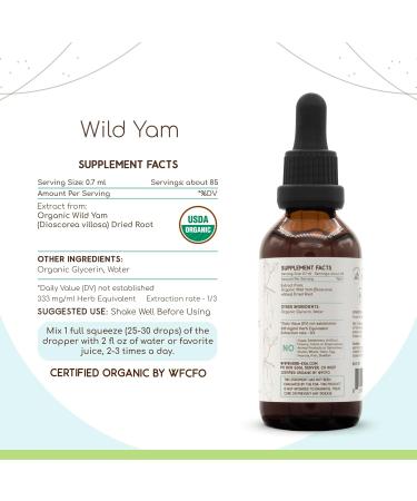 Wild Yam B60 Organic Tincture | Alcohol-Free High-Potency Herbal Drops | USDA Certified Organic Extract (2 oz - Buy Online on GoSupps.com