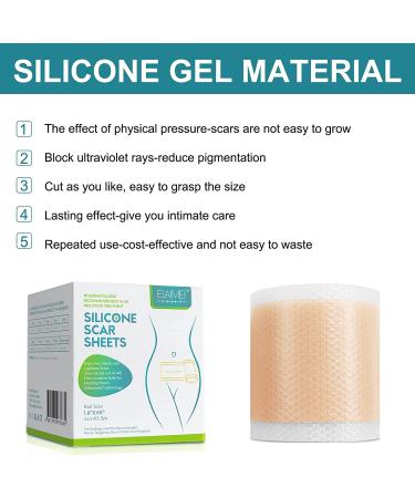 Silicone Scar Sheets - Medical Grade Removal Patches for C-Section, Surgery, Burn, Keloid, Acne - 1.6 x 60 - 1.5M - Buy Online on GoSupps.com