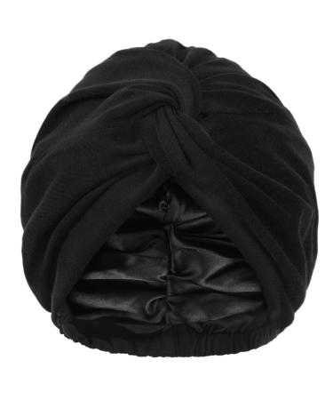 YANIBEST Turbans for Women Satin Bonnet Silk Bonnet for Sleeping Turban Head Wraps for Women Adjustable Twisted Turban Headwrap Black Medium Black