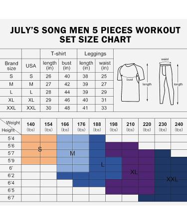JULY'S SONG Men Compression Workout Set - 5 PCS Dry Quick Clothing for Gym, Black, Large - Buy Online on GoSupps.com