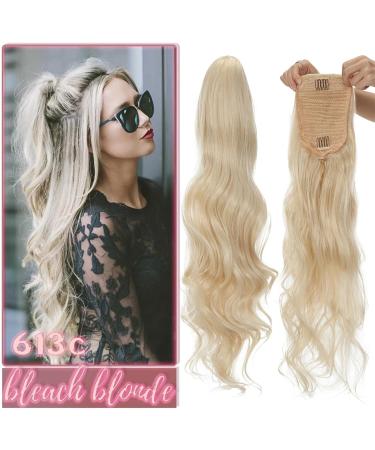 Ponytail Extension Synthetic Ponytail Hair Extension 24inch Long Wavy Curly Ponytail Hair Extension Clip In Body Wave Drawstring Ponytail Hairpiece for Woman Ponytail Hairpiece for Women (Color : Bl 24inches Bleach blonde - Buy Online on GoSupps.com