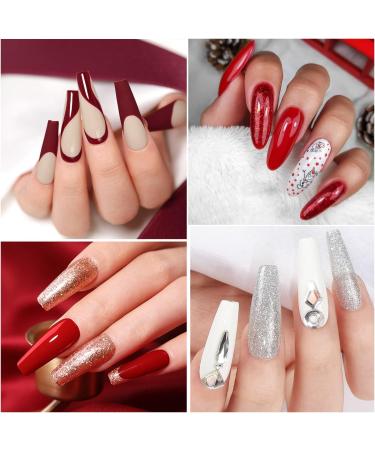 Yueshop 6 PCS Gel Nail Polish Kit - Red Burgundy Nail Polish Red Glitter Silver Sparkle Gel Nail Polish Soak Off UV Gel Nail Lamp Varnish Manicure Kit For Valentines Beauty Gift (6PCS 8ml) - Buy Online on GoSupps.com