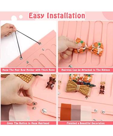Hair Bow Holder Large Capacity Pink Frequently Used Deformation Prevention Easy Storage Easy to Fold Hair Clips Holder Felt Material for Door (2 Tier) - Buy Online on GoSupps.com