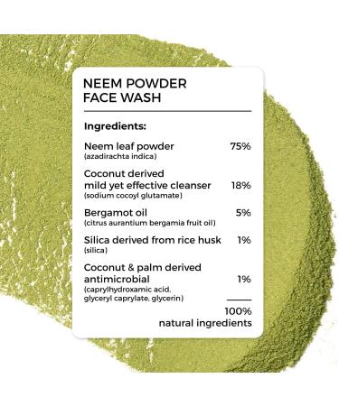 Neem Face Wash for Acne & Pimples - 100% Natural Powder with Bergamot | Clear Skin from Dirt & Pollution | 30g - Buy Online on GoSupps.com