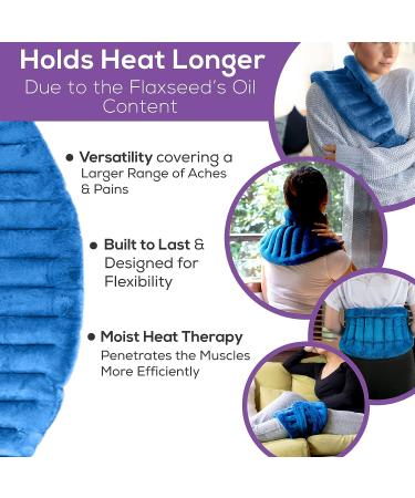 Microwavable Heating Pad for Lower Back, Neck, and Shoulders - Flaxseed Rice Hot Bag (Blue) - Buy Online on GoSupps.com