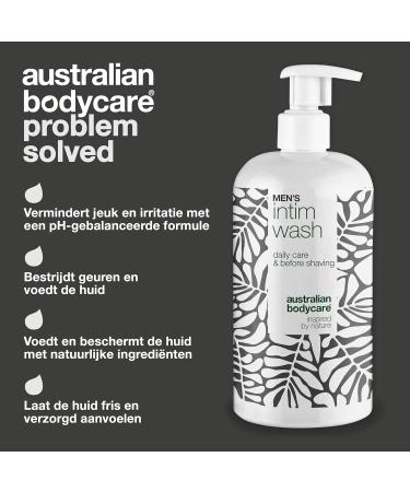 Australian Bodycare Intimate Washing Gel 500 ml for Men against Irritation Itching and Odor With 4Terpineol known from Tea Tree Oil Kakadu plum and Moisturizing Glycerin - Buy Online on GoSupps.com