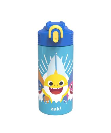 Zak Designs Baby Shark 14 oz Double Wall Vacuum Insulated Thermal Kids Water Bottle  18/8 Stainless Steel  Flip-Up Straw Spout  Locking Spout Cover  Durable Cup for Sports or Travel Double Wall Baby Shark