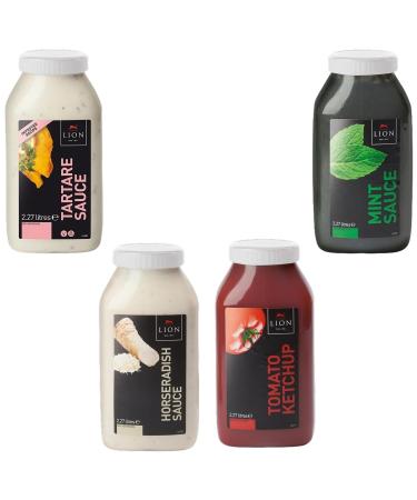 Lion Sauce Ketchup Pick N Mix | Choose From 3+ Flavours |Tartare Mint Horseradish Tomato - Pack of 2 X 2270ml