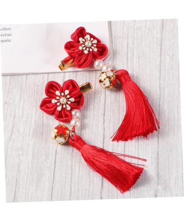 ibasenice 3 Pairs Hair Clips for Kids Hair Clips for Bows Kids Hairpin for New Year Hair Clips for Children Barrettes for Girls Hair Barrettes Tassel Hairpin Issue Card Chinese Style - Buy Online on GoSupps.com