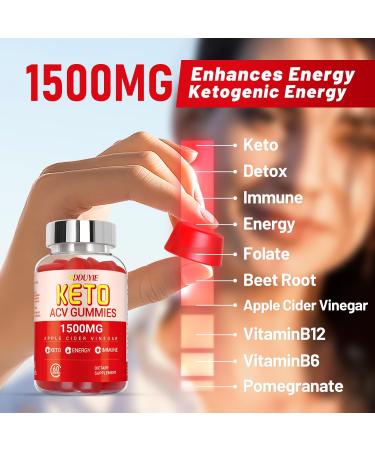 Keto ACV Gummies 1500MG - Vegan Apple Cider Vinegar with Pomegranate & B12 - Non-GMO 60 Count for Weight Loss & Energy Boost - Buy Online on GoSupps.com