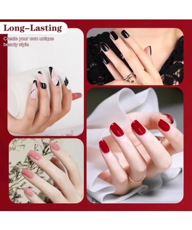 LKE Gel Nail Polish Set - 6 Colors for All Seasons | White Black Red Pink Gold & Silver Glitter | Soak Off UV/LED Nail Kit for Home & Salon Manicure - Buy Online on GoSupps.com