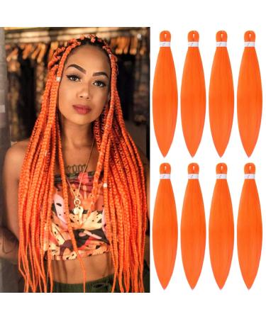 Leeven 8 Packs Orange Pre Stretched Braiding Hair 26 Inch Yaki Braiding Hair Extensions for Box Braids Yaki Texture EZ Braids Pre-stretched Hair Extension for Braiding /26 Inch ORANGE# 26 Inch (Pack of 8) ORANGE