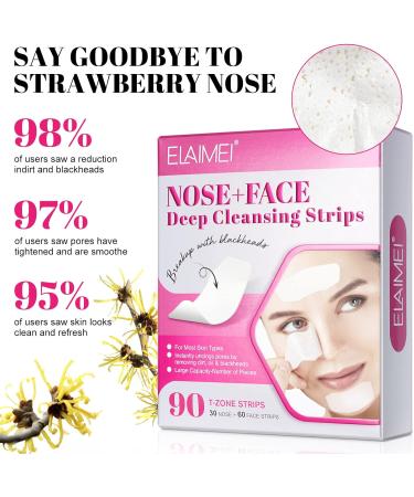 90 Pcs Nose Pore Strips for Blackheads Removal - Deep Cleansing T-Zone Blackhead Remover for Women Men - Buy Online on GoSupps.com