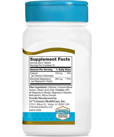 21st Century Magnesium Oxide 400mg Tablets 90 Count Assorted - Buy Online on GoSupps.com