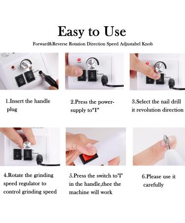 FATUXZ Electric Nail Drill Set - Adjustable 20000RPM Nail File Machine for Manicure Pedicure - White Acrylic Nail Tools - Buy Online on GoSupps.com