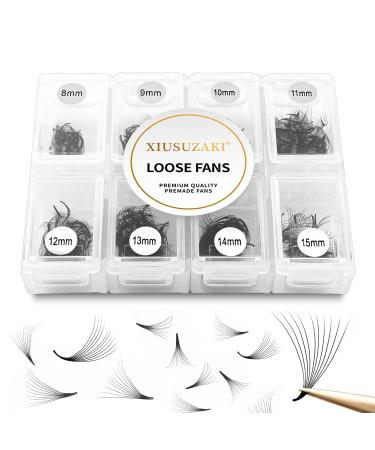 Premade Fans Eyelash Extensions 600 Fans 10D Premade Lash Fans Volume Lash Extensions 0.07 Thickness Eyelash Extension D Curl Mix 8-15mm Fluffy Soft Handmade Loose Fan(600Fans-10D-0.07-D 8-15mm) 8-15mm Mix 600Fans-10D 0.07 D