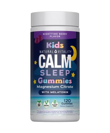 Natural Vitality Calm Magnesium Citrate Kids Supplement Stress Relief Gummies Supports a Healthy Response to Stress Gluten Free Vegan Nighttime Berry 120 Gummies