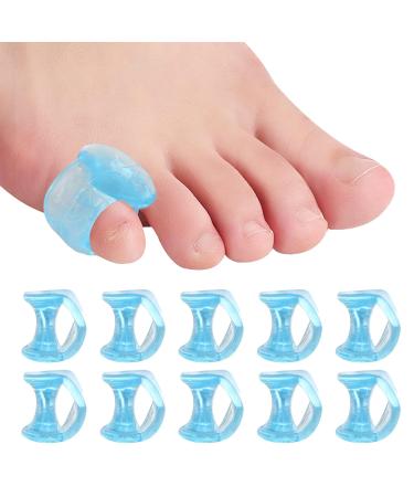 ripefun Bunion Corrector Little Toe 10Pcs Gel Toes Separators for women&Men Silicone Protectors Toe Spacers Corrector for Preventing Rubbing & Relieve Pressure Straightener Overlapping Clear Blue