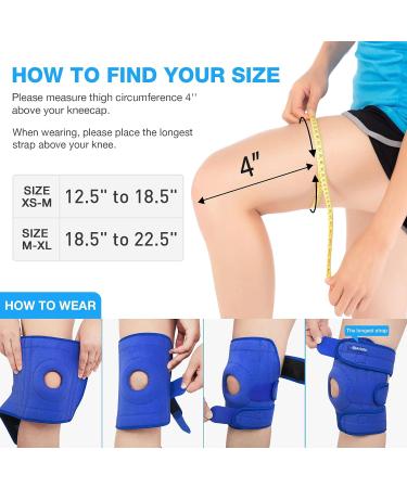 Adjustable Knee Support Brace for Running Sports & Joint Pain - AVIDDA Patella Tendon Knee Brace with Stabilizers | Blue XS-M 12.5-18.5 - Buy Online on GoSupps.com