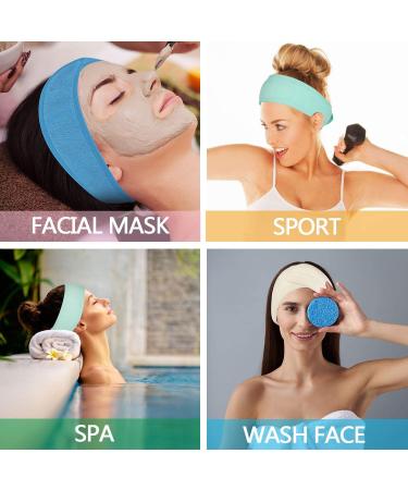 Whaline Spa Facial Headband Make Up Wrap Head Terry Cloth Headband Adjustable Towel for Face Washing Shower Facial Cover 3 Pieces (Blue Green Yellow) - Buy Online on GoSupps.com