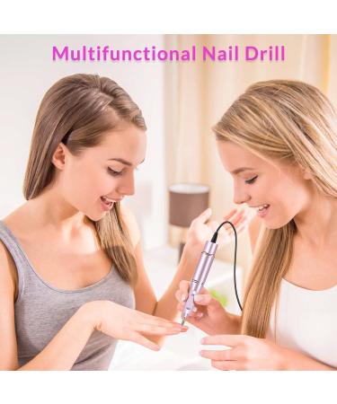 Rechargeable Electric Nail File Cutter 30000 RPM - Professional Metal Nail Drill with Adjustable Speed for Manicure and Pedicure - Includes Polishing Tool - Pink - Buy Online on GoSupps.com