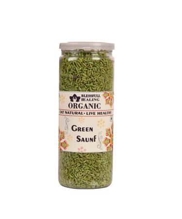 Blessfull Healing Organic Green Saunf 200 Gram Airtight Container (Packing May Vary)