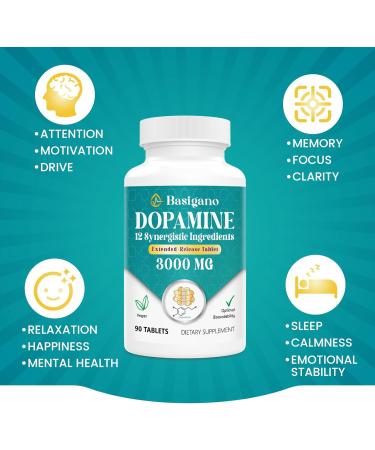 Natural Dopamine Supplement - Boost Energy Focus & Mood | Non-GMO Gluten-Free - 90 Tablets - Buy Online on GoSupps.com