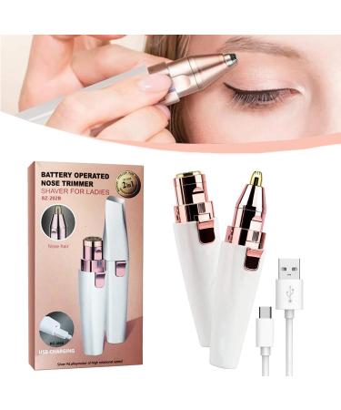 ZHANGQIUXIA Precision Eyebrow Trimmer for Face 2in1 Eyebrow and Facial Hair Removal Device Electric Hair Clipper Effortlessly Remove and Shape Your Eyebrows White
