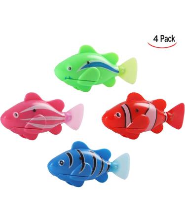 Iwobi 4-Piece Simulation Tropical Fish Set | Battery-Operated Plastic Mini Fish Toys for Cats Aquariums & Kids' Bathing Fun - Buy Online on GoSupps.com