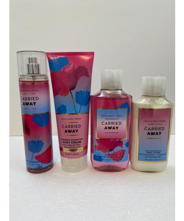 Carried Away Gift Set by Bath Body Works Fine Fragrance Mist(8 fl oz/ 236mL)/Body Lotion(8 fl oz / 236 mL)/Body Wash(10 fl oz / 295 mL)/Ultimate Hydration Body Cream(8 oz / 226 g) Full Size