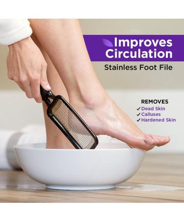 DAILY REMEDY Foot Callus Remover Set - Stainless Foot File, Premium Pumice Stones & Nail Brush - Best Pedicure Tools for Hard Dry Skin Removal (Purple) - Buy Online on GoSupps.com