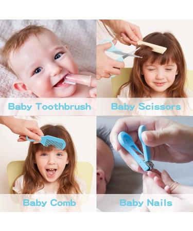 Baby Grooming Kit - 26 in 1 Nursery Essentials Baby Registry Shower Gift for Newborns Infants Toddlers Boys Girls Kids-Safety Baby Comb Brush Finger Toothbrush Nail Clippers Scissors(Blue) - Buy Online on GoSupps.com