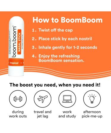 BoomBoom Nasal Stick (3 Pack) - Enhances Breathing & Focus | Tropical Aromatherapy Inhaler - Buy Online on GoSupps.com