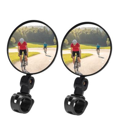 Ganwawo Bike Mirrors, 2 Piece Bicycle Rear View Safety Mirror Adjustable 360 Degrees Rotation, For Mountain Road Bike,handlebar Mirrors For ebikes,Bike Mirrors Handlebar Rearview Mirror