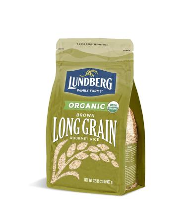 Lundberg Family Farms - Organic Brown Long Grain Rice, Subtle Flavor, Remains Separate When Cooked, 100% Whole Grain, High Fiber, Pantry Staple, Gluten-Free, USDA Certified Organic (32 oz, 1-Pack)