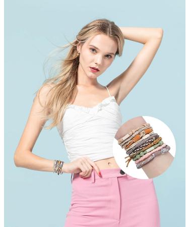 Volnova Boho Bracelet Hair Ties for Women - 20 Pieces Elastic Hair Ties - Dual-Use Bracelets and Hair Accessories - Multicolor - Buy Online on GoSupps.com