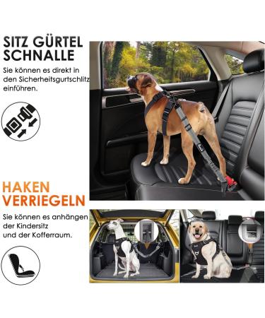 Eyin 3 in 1 Dog Seat Belt - Reflective Elastic Nylon for All Breeds | Adjustable 90cm Dog Car Restraint - Buy Online on GoSupps.com