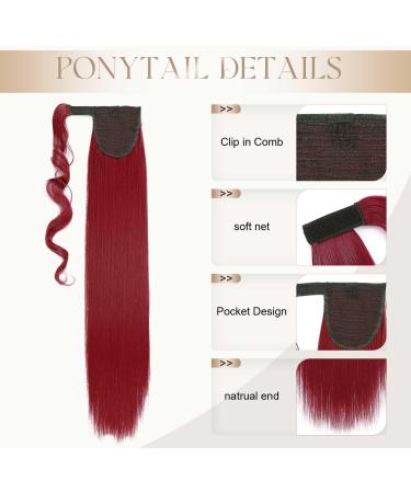 S-noilite 26" Clip in Hair Extensions Wrap Around Ponytail Long Straight Hairpiece Clip in Ponytail Hair Extension (26 inches Dark Red) - Buy Online on GoSupps.com