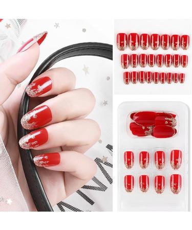 dijiusidy False Nail Fashionable Various Shapes Fingernail Full Coverage Strong Viscosity Adjustable Paster for Manicure Art 18 F741 18 1 count (Pack of 1) - Buy Online on GoSupps.com