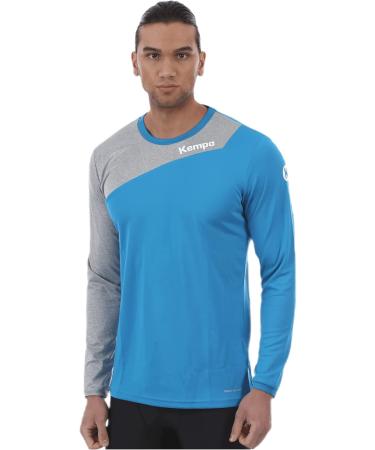 Kempa Men's Core 2.0 Long Sleeve Shirt - Blue/Dark Grey Melange - International Shipping & Best Quality - Buy Online on GoSupps.com